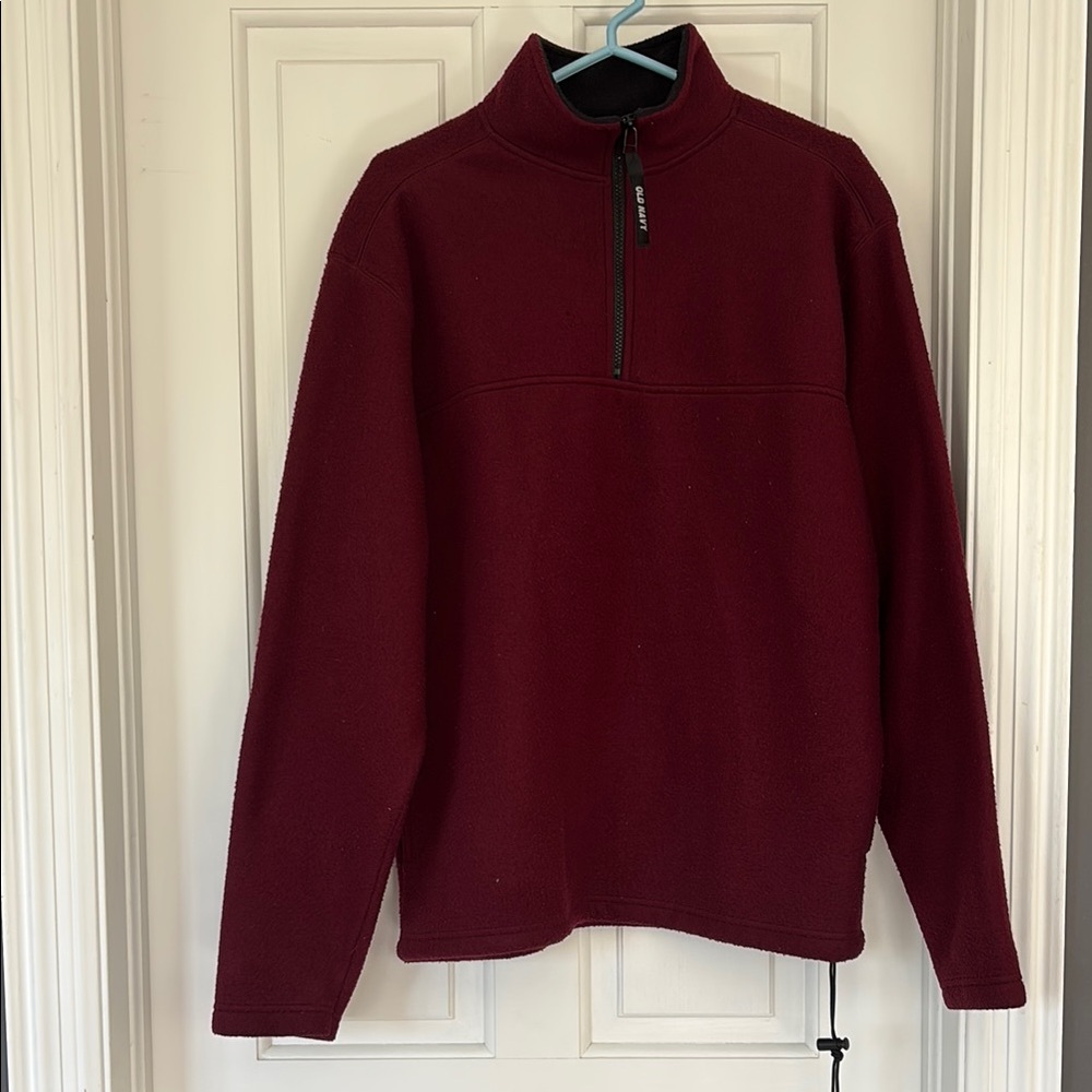 Oversized Vintage Maroon Quarter Zip Fleece with Pockets